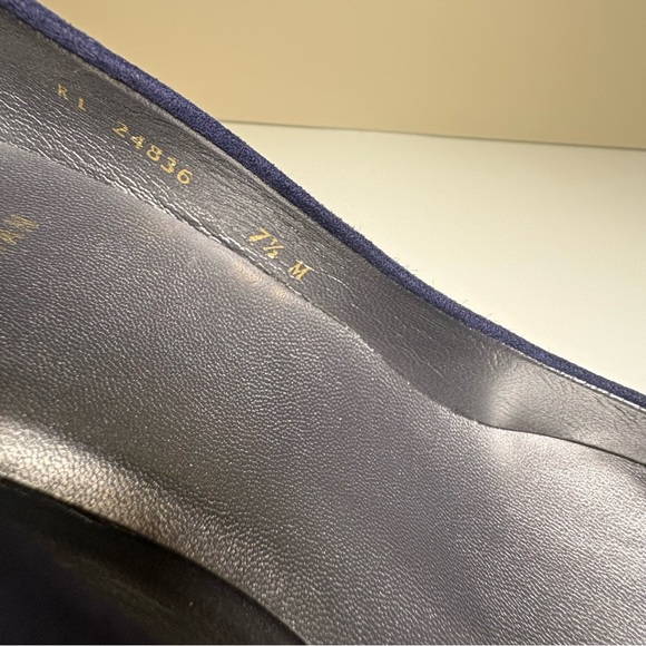 Stuart Weitzman Anna blue suede peep-toe platform cork wedge pumps Size 7.5 - Picture 7 of 9